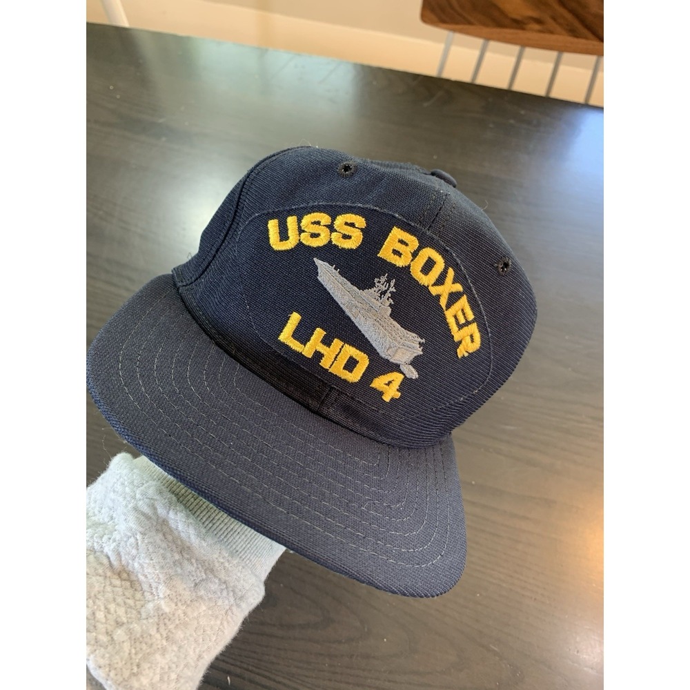 Vintage USS‎ Boxer Hat Made In USA LHD-4 New Era Snapnack Navy Ship Military